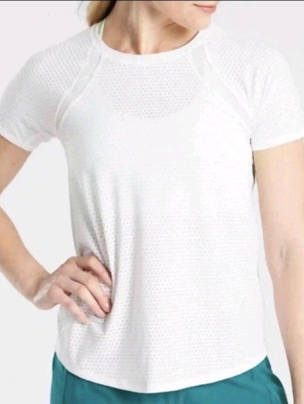 Athleta Chi Dot Mesh Train Tee White Women XL